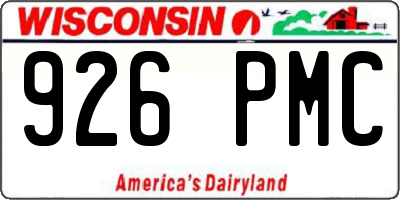 WI license plate 926PMC