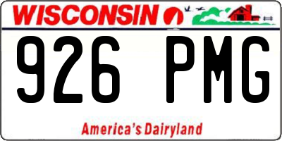 WI license plate 926PMG