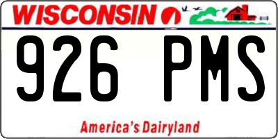 WI license plate 926PMS