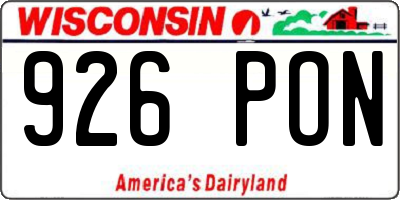 WI license plate 926PON