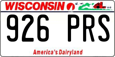 WI license plate 926PRS
