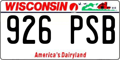 WI license plate 926PSB