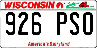WI license plate 926PSO