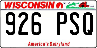 WI license plate 926PSQ