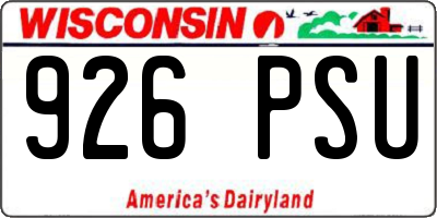 WI license plate 926PSU