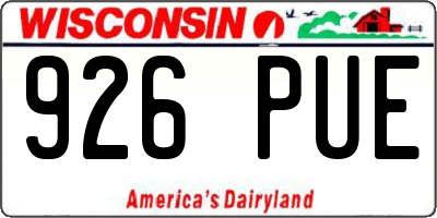WI license plate 926PUE