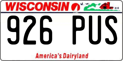 WI license plate 926PUS