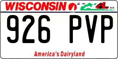 WI license plate 926PVP
