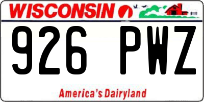 WI license plate 926PWZ