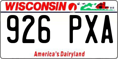 WI license plate 926PXA