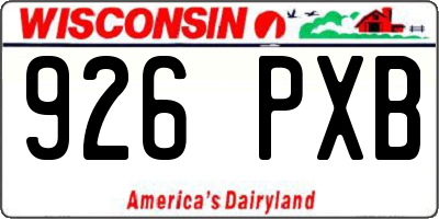 WI license plate 926PXB