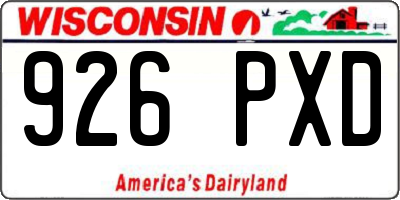 WI license plate 926PXD