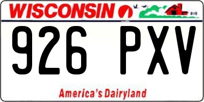 WI license plate 926PXV