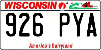 WI license plate 926PYA