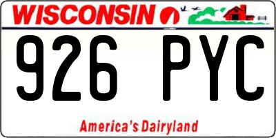 WI license plate 926PYC