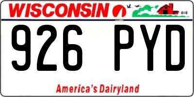 WI license plate 926PYD