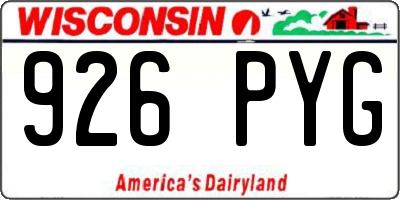 WI license plate 926PYG