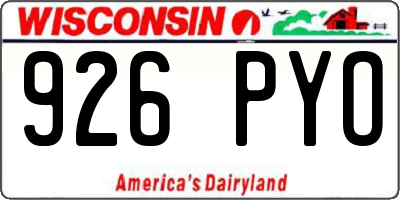 WI license plate 926PYO