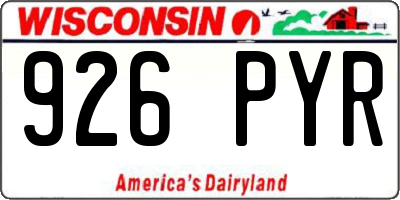 WI license plate 926PYR