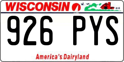 WI license plate 926PYS