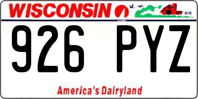 WI license plate 926PYZ