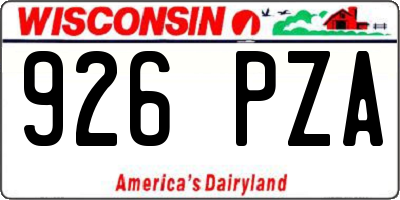 WI license plate 926PZA