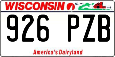 WI license plate 926PZB