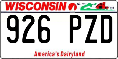 WI license plate 926PZD