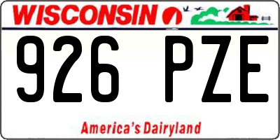WI license plate 926PZE