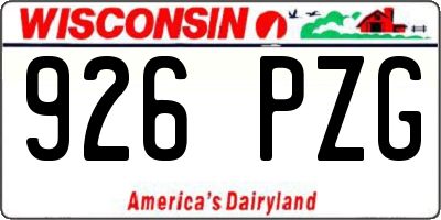 WI license plate 926PZG