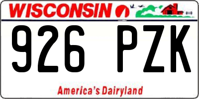 WI license plate 926PZK