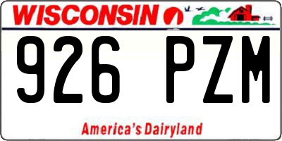 WI license plate 926PZM