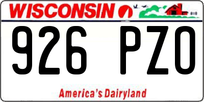 WI license plate 926PZO