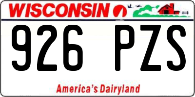 WI license plate 926PZS