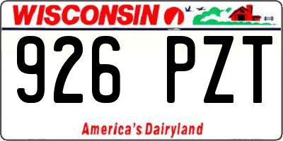 WI license plate 926PZT