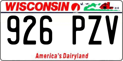 WI license plate 926PZV