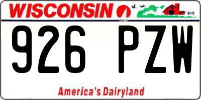 WI license plate 926PZW