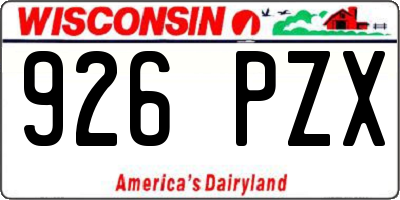 WI license plate 926PZX
