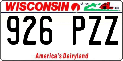 WI license plate 926PZZ