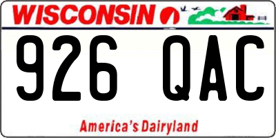 WI license plate 926QAC