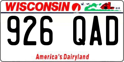 WI license plate 926QAD