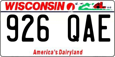 WI license plate 926QAE