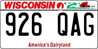 WI license plate 926QAG