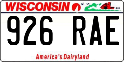 WI license plate 926RAE