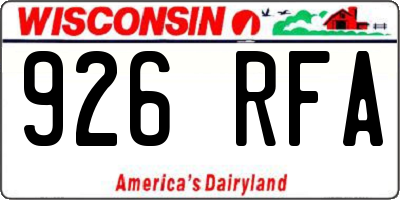 WI license plate 926RFA