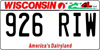 WI license plate 926RIW