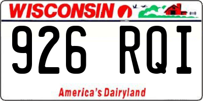 WI license plate 926RQI