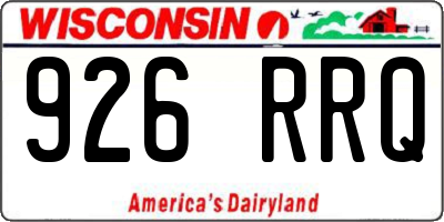 WI license plate 926RRQ