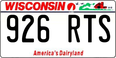 WI license plate 926RTS