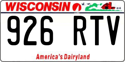 WI license plate 926RTV
